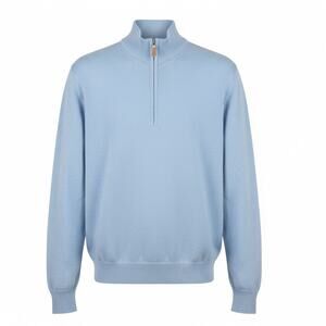 Peter Millar Crown Soft Quarter-Zip Sweater Light Blue Size Large